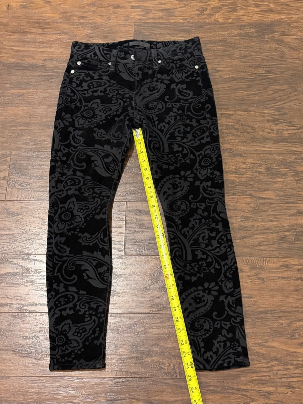 7 For All Mankind Women's Black Velour-Like Pants Size 25 - Picture 9 of 9